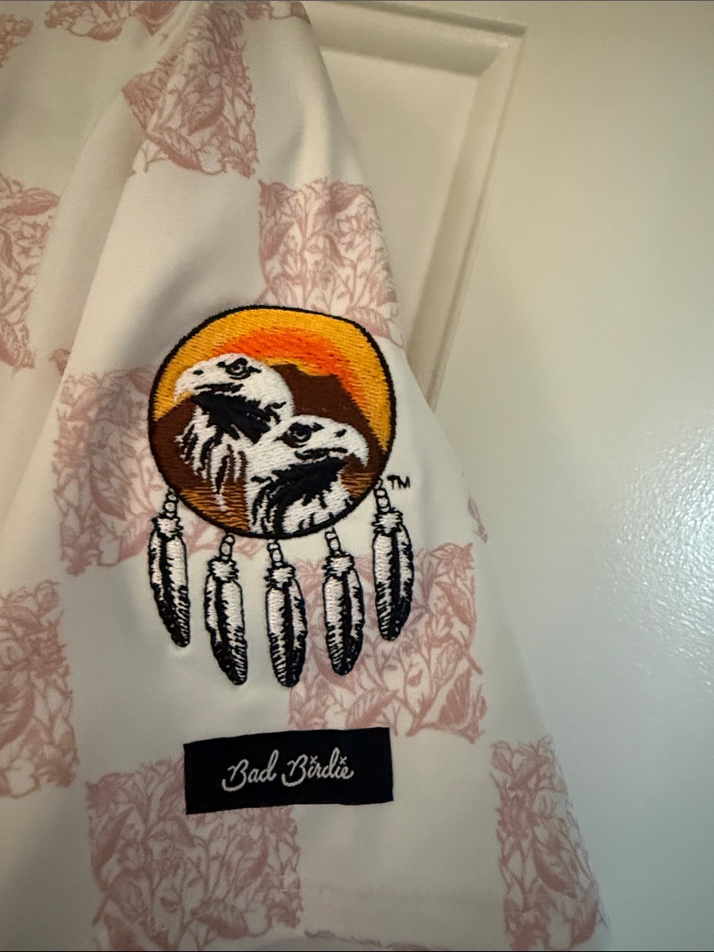 Bad Birdie Pink and White Check Polo - Picture 4 of 4